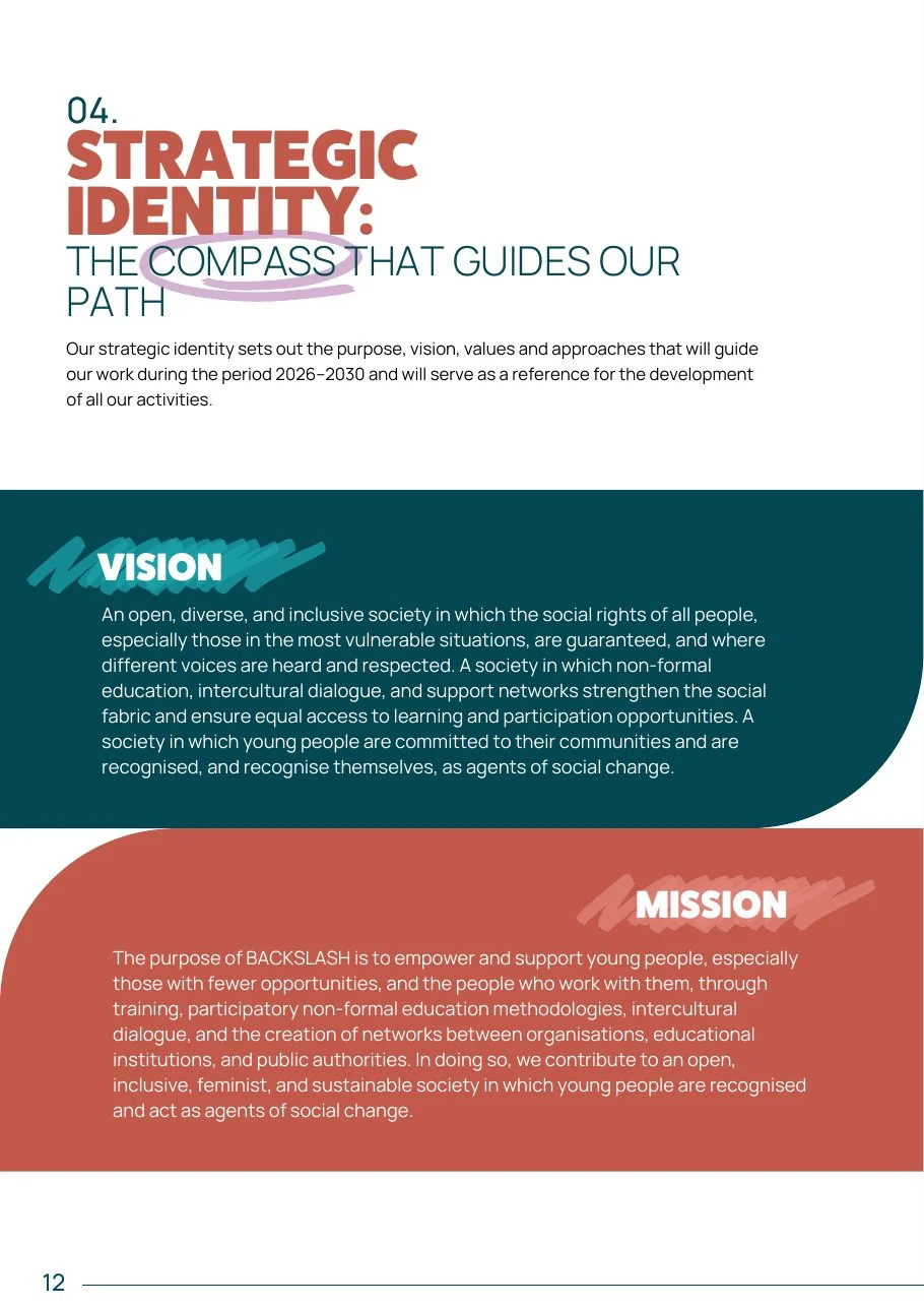 Page of the Strategic Plan setting out BACKSLASH’s vision and mission