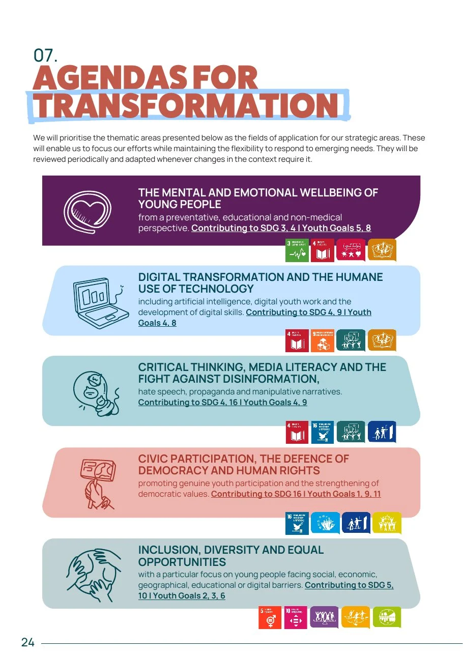 Page of the Strategic Plan presenting the agendas for transformation