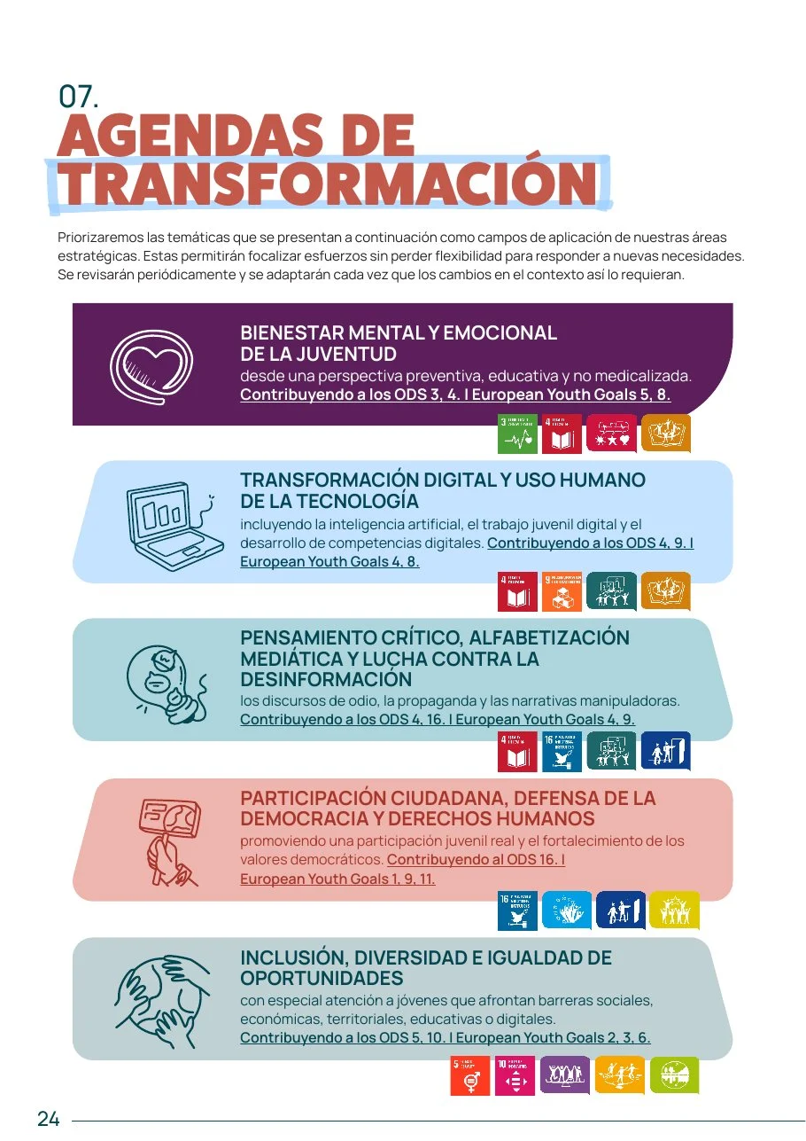 Página del Plan Estratégico con las agendas de transformación